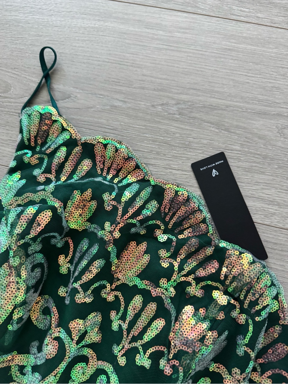 Lulu's Mesmerizing Shine Green Sequin One-Shoulder Party Dress Medium - Picture 7 of 16
